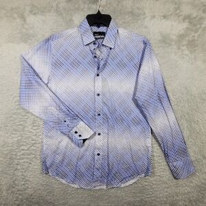 QUIETI Shirt Mens‎ Small Blue White Patterned Cotton Long Sleeve NWT